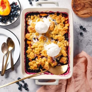 Peach blueberry cobbler